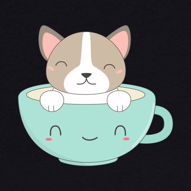 Kawaii and cute coffee puppy t-shirt by happinessinatee